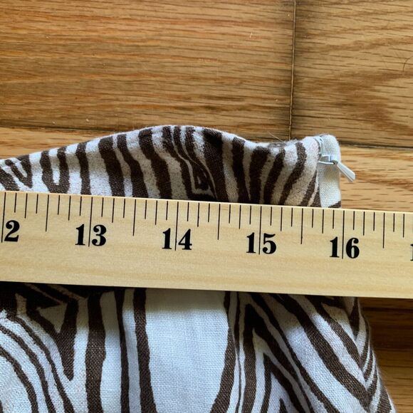 Talbots Skirt Womens 8 Brown Floral Irish Linen Belted Lined Safari Boho Outdoor - Picture 5 of 6